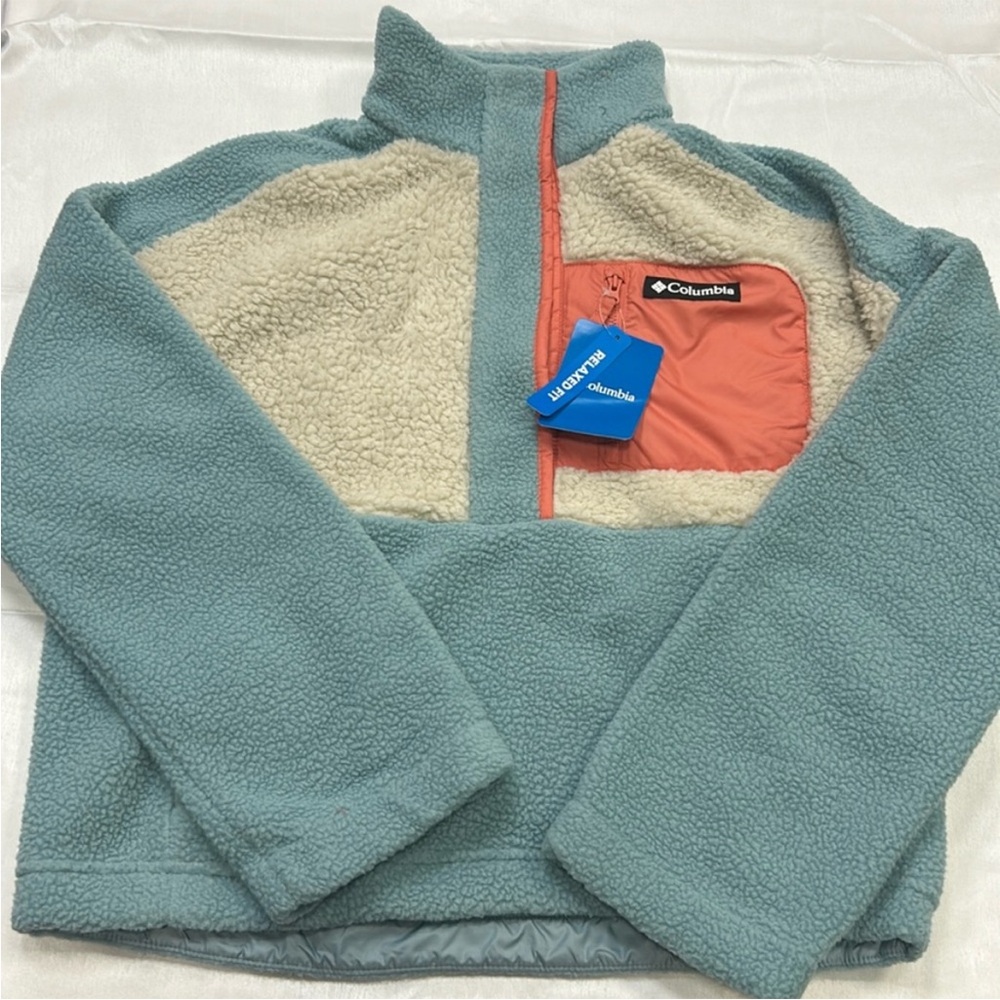 Columbia half snap Sherpa blue stone coral